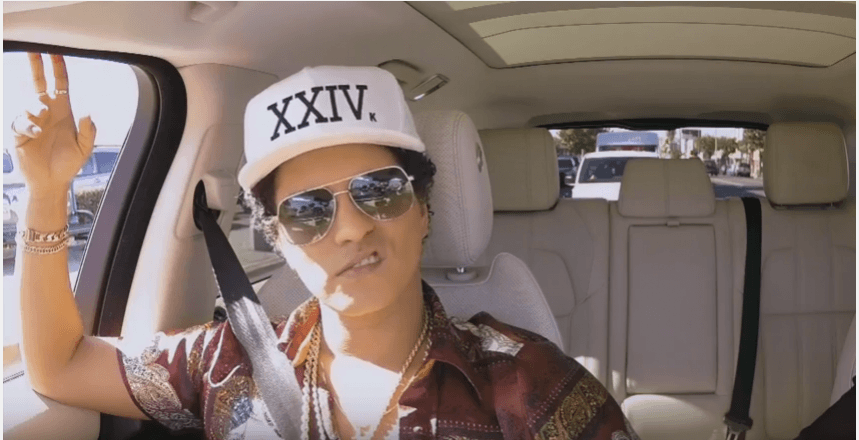 Bruno Mars impersonating Elvis Presley Bruno Mars on Carpool Karaoke