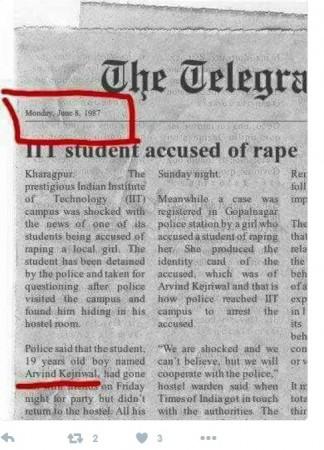 Screenshot of the fake news report on Arvind Kejriwal. Fake news on Arvind Kejriwal