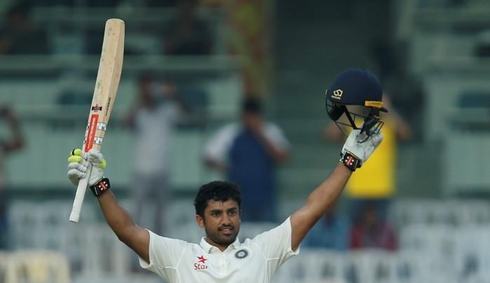Karun Nair celebrates after completing his triple century, December 19, 2016 Karun Nair India triple century