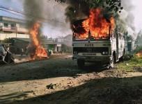 Ukhrul bound vehicles set afire by Meitei protesters