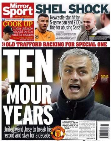 The Daily Mirror report on Mourinho daily mirror