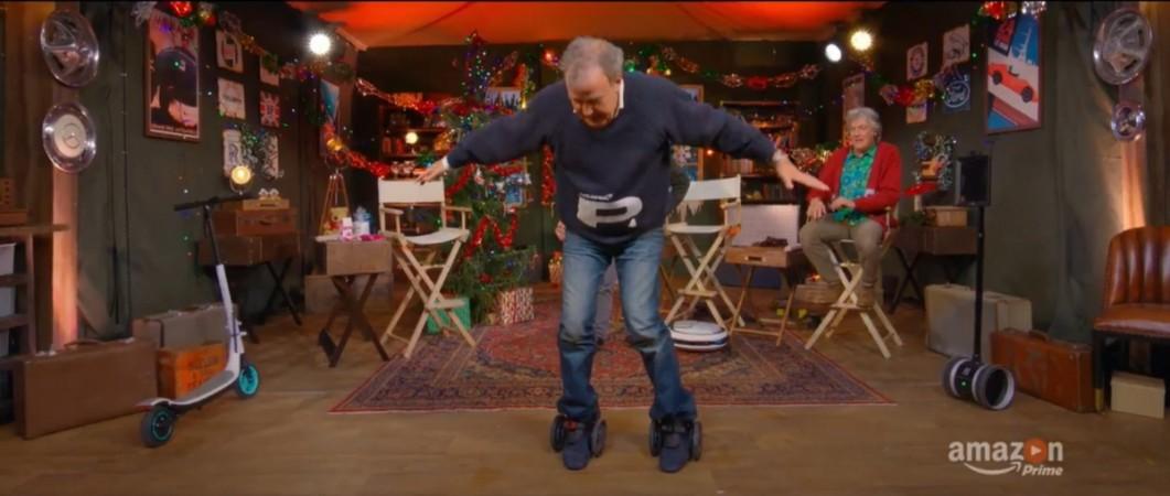 Clarkson plays with a pair of rocket skates in the episode 6. The Grand Tour