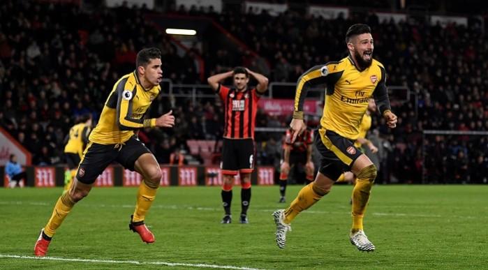 Gabriel, Olivier Giroud, Arsenal, Bournemouth, Premier League