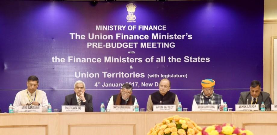 Arun Jaitley chairing the Pre-Budget meeting with finance ministers of states and union territories, in New Delhi on January 04, 2017. budget 2017, modi govt, bjp, election commission, polls, cpm, congress, assembly elections