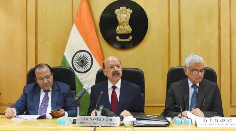 Chief Election Commissioner Nasim Zaidi (centre) and other EC officials at a press meet to announce dates of election in five states, in New Delhi on Jan 4, 2017. 7th pay commission, pay commission news, elections to five states, up assembly elections 2017, modi govt, budget 2017