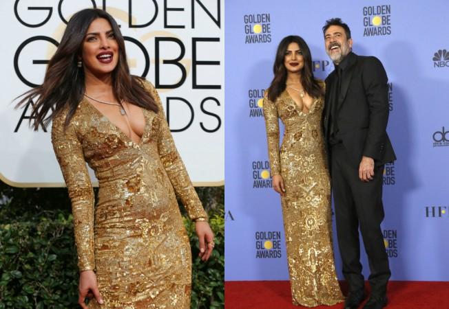 Priyanka Chopra with actor Jeffrey Dean Morgan at Golden Globe 2017 Priyanka Chopra
