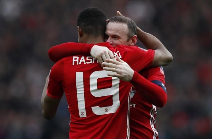 Marcus Rashford and Wayne Rooney scored in the 4-0 win over Reading in the FA Cup, January 7, 2017 Marcus Rashford, Wayne Rooney, Manchester United, EFL Cup, Hull City