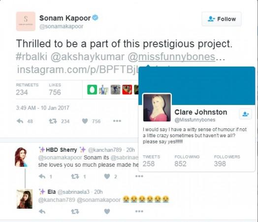 Sonam Kapoor tags wrong Twitter handle Sonam Kapoor
