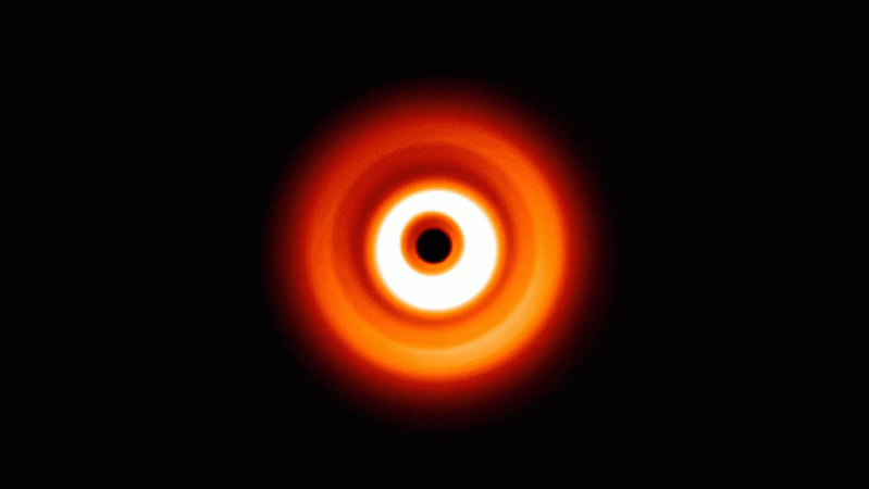 Animation of Hubble's observations showing shadow around the young star TW Hydrae. NASA, Hubble telescope,