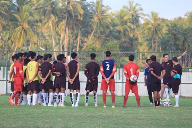 India U17 football team with coach Nicolai Adam indian football