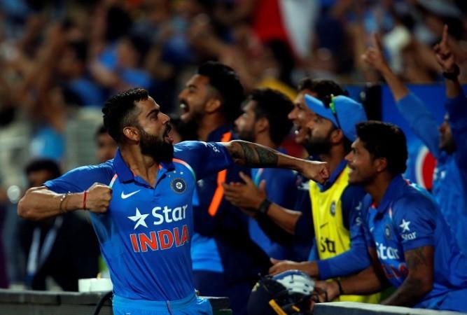 India captain Virat Kohli celebrates his team's victory. Virat Kohli, India cricket, Kohli-Ronaldo comparison, India cricket, India vs England