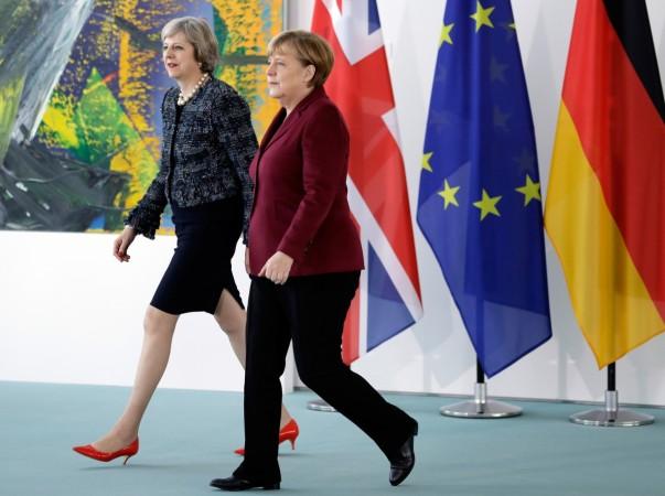 German Chancellor Angela Merkel, Britain's Prime Minister Theresa May