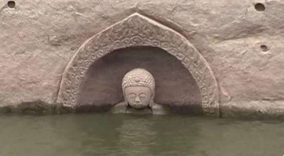 Buddha statue underwater in China. Underwater Buddha
