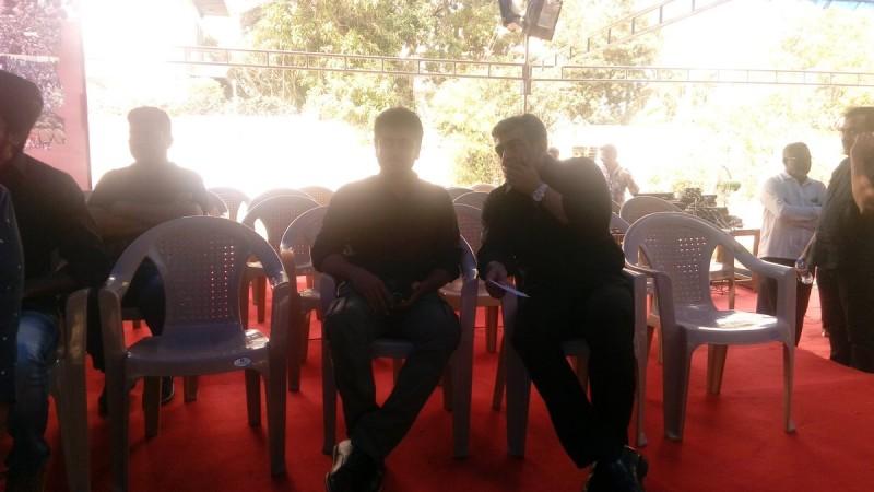 Ajith and Suriya spotted at Nadigar Sangam-organised protests in support of Jallikattu. Ajith with Suriya at Nadigar Sangam organised protests against banning Jallikattu