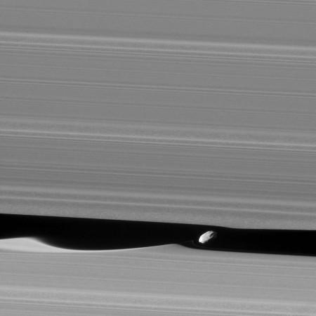 An image of Daphnis moon captured by NASA's Cassini spacecraft. NASA Cassini mission, Saturn