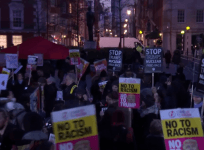 Protesters gather outside US embassy in London in anti-Trump protest