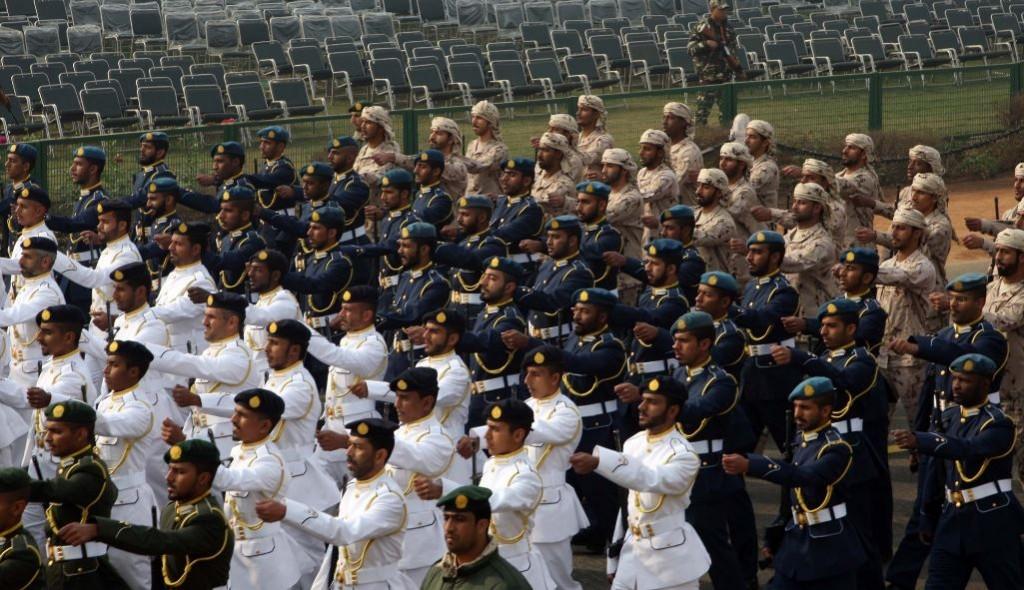 Marching contingent of UAE Armed Forces. Republic Day 2017 (rehearsals)