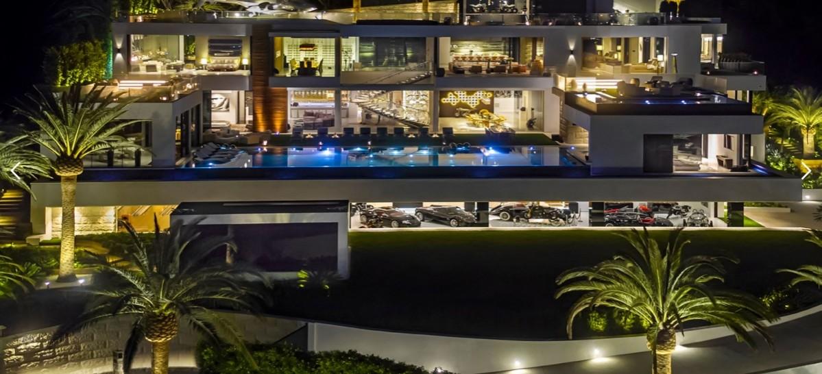 Bel Air mansion at night Bel Air