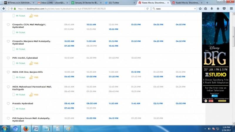 Raees advance booking on BookMyShow Raees advance booking on BookMyShow