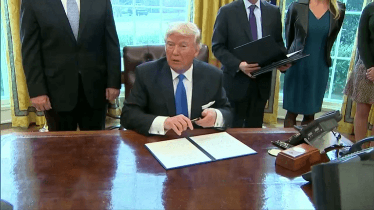 Trump in February had signed executive orders to build the Mexico border wall to keep illegal immigrants at bay President Trump could sign executive orders to ban refugees, build Mexico wall