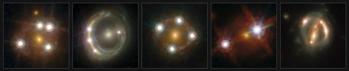 This montage portrays five of the best lensed quasars seen by astronomers with the HOLICOW collaboration. Quasars