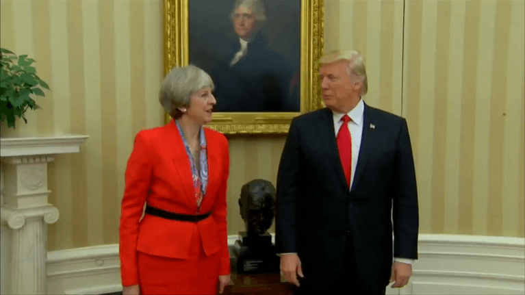British PM May and US President Trump Theresa May meets Donald Trump at White House