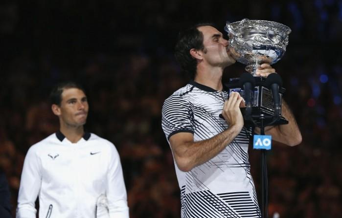 Roger Federer, Rafael Nadal, Australian Open, men's singles final, trophy