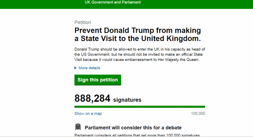 Petition signed by Britishers against Trump's visit Trump petition