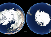Animation shows polar ice cap changes over a year