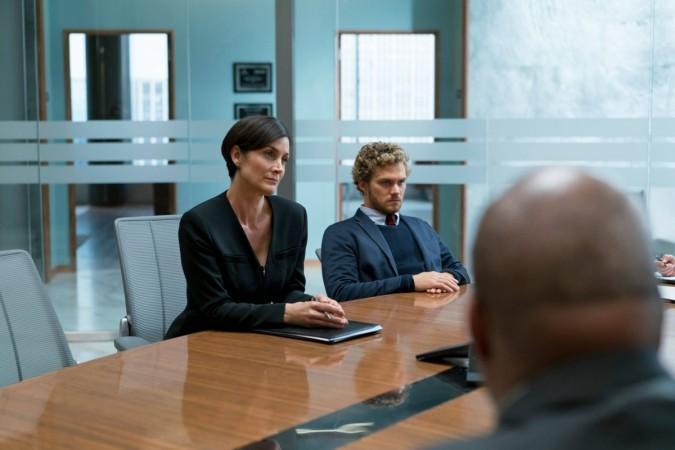 Finn Jones as Danny Rand with Carrie-Anne Moss as Jeri Hogarth Marvel's Iron Fist