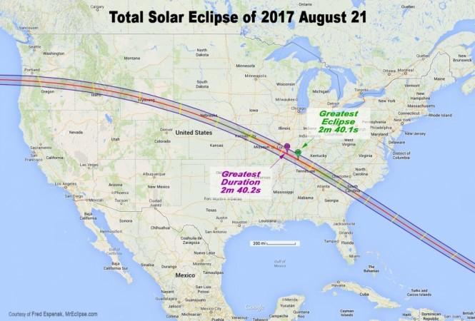 Map showing the path of the total solar eclipse, which will occur on August 21, 2017. Total solar eclipse, nasa