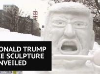 Donald Trump ice sculpture unveiled at Sapporo Snow Festival in Japan