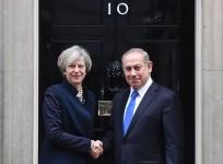 Theresa May welcomes Israel prime minister Benjamin Netanyahu at Downing Street