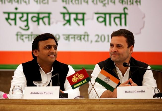 Samajwadi Party President and Chief Minister of Uttar Pradesh Akhilesh Yadav, and Vice President of Congress party Rahul Gandhi