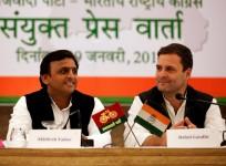 Samajwadi Party President and Chief Minister of Uttar Pradesh Akhilesh Yadav, and Vice President of Congress party Rahul Gandhi