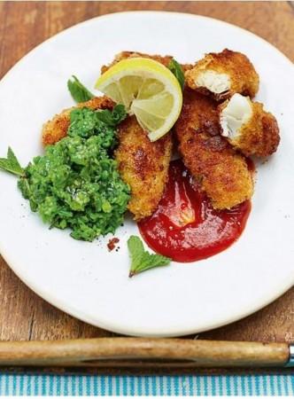 Kerryann's fish fingers and minty smashed peas Fish Fingers