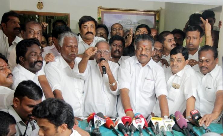 AIADMK leader and Former Chief Minister O Panneerselvam during a press conference in Chennai, on Feb 9, 2017. AIADMK leader and Former Chief Minister O Panneerselvam