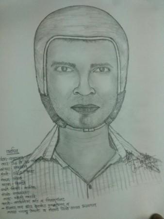 In picture: The sketch of the serial stabber, released by the Nagpur police. Nagpur serial stabber