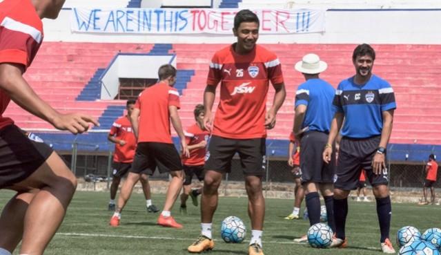 Bengaluru FC players at the Bangalore Football Stadium bengaluru fc