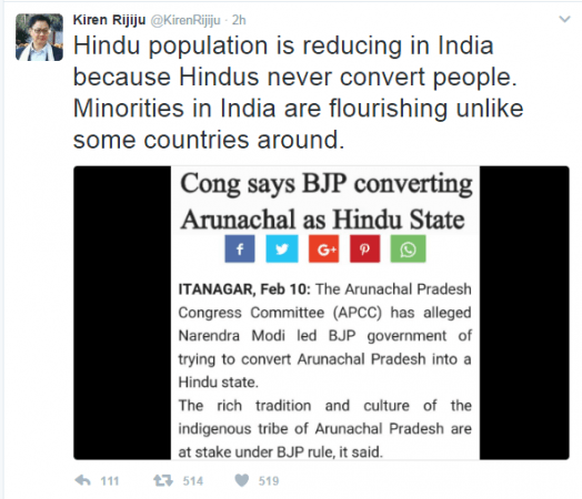 In picture: Kiren Rijiju first tweet. Kiren Rijiju first tweet