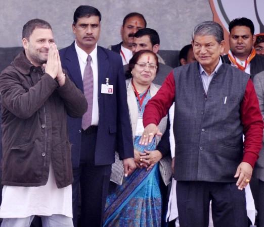 Congress vice president Rahul Gandhi with Uttarakhand Chief Minister Harish Rawat