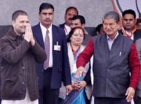 Congress vice president Rahul Gandhi with Uttarakhand Chief Minister Harish Rawat