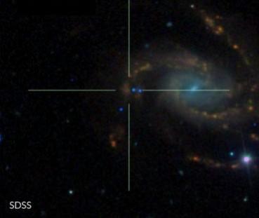 An image from the Sloan Digital Sky Survey of galaxy NGC 7610, where researchers recently found a newborn supernova. NGC 7610, supernova,star, space,