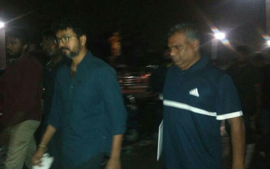Vijay at Marina beach during Jallikattu protests. The unofficial first look of Vijay 61