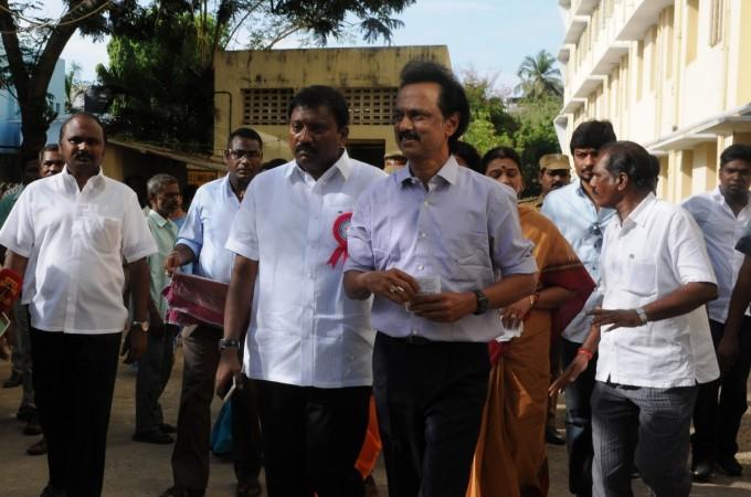 DMK treasurer M K Stalin arrives to cast her vote during Tamil Nadu Assembly polls in Chennai, on May 16, 2016 (representational image). m k stalin, dmk working president stalin, tamil nadu crisis, tn political crisis, ops aiadmk, sasikala convicted, tn political turmoil