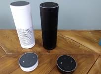 The Amazon Echo is seen at its product launch for Britain and Germany