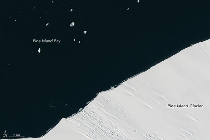An image taken on January 24, 2017, before the Pine island iceberg breakage took place. NASA, Antarctica, iceberg, environment,