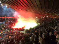 Saint-Etienne Fans set off hundreds of flares at Old Trafford