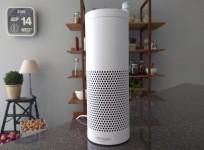 Amazon Echo is seen at its product launch for Britain and Germany