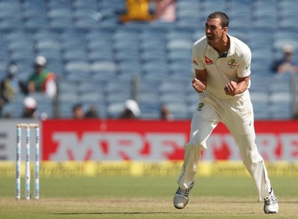 Mitchell Starc is ecstatic after picking up the big wicket of Virat Kohli on day two, February 24, 2017 Mitchell Starc, Australia, India, 1st Test, Day 2